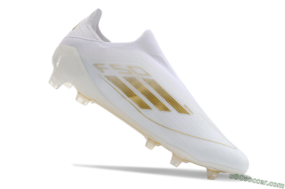 Adidas F50+ Adizero FG Firm Ground Soccer Cleats - White/Gold 4