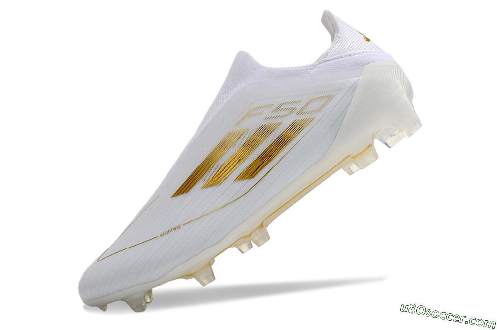Adidas F50+ Adizero FG Firm Ground Soccer Cleats - White/Gold 5