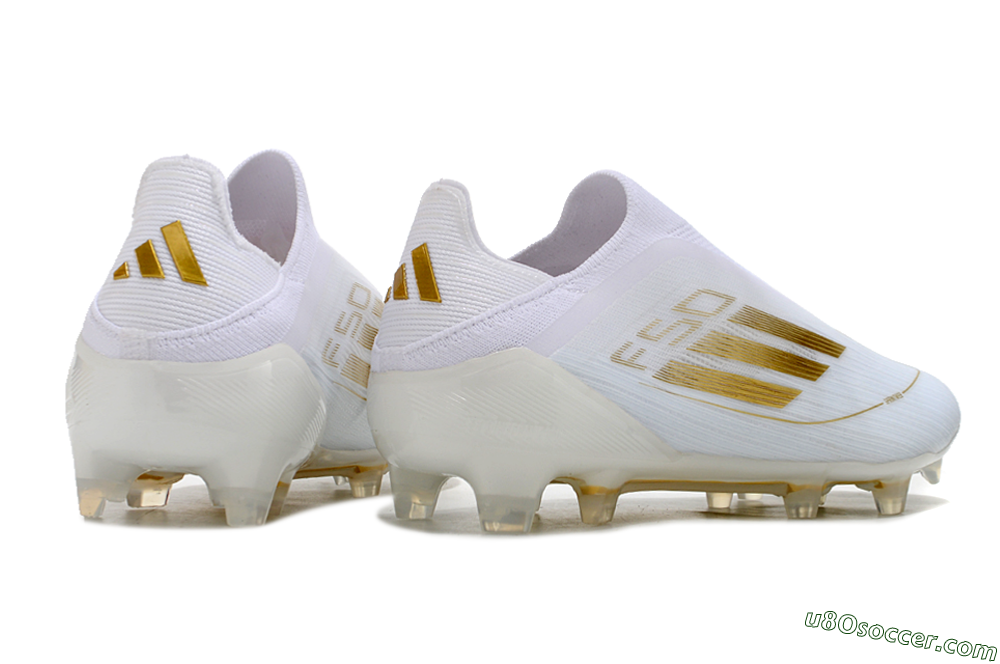 Adidas F50+ Adizero FG Firm Ground Soccer Cleats - White/Gold 6