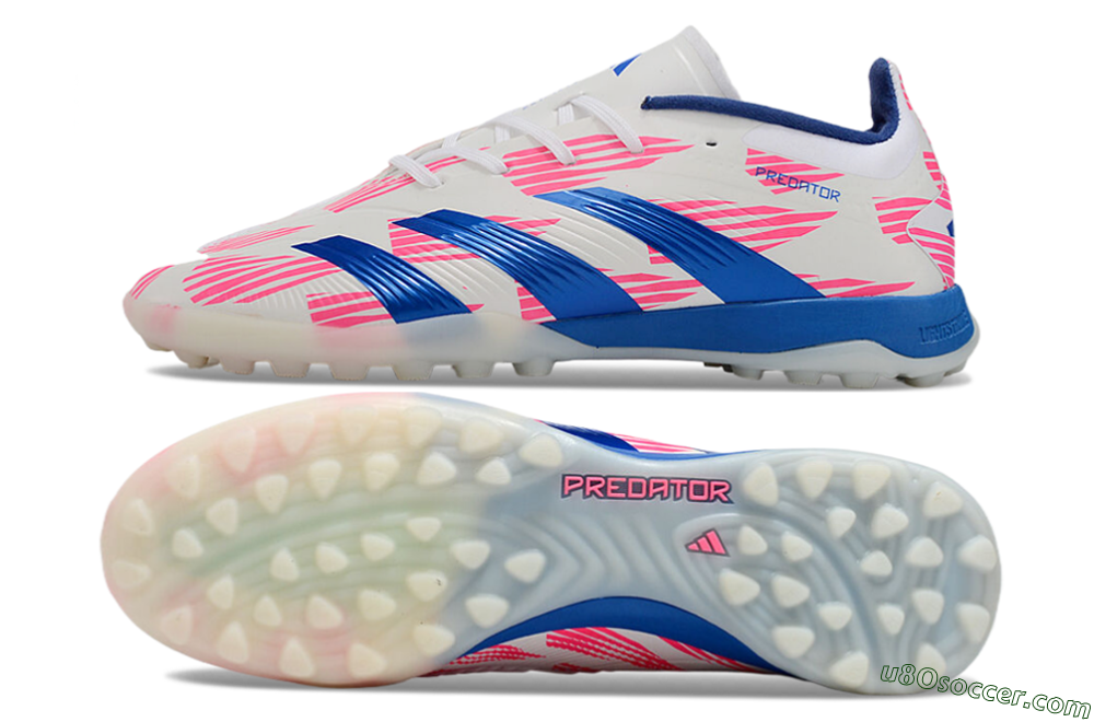 Adidas Predator 24 Elite TF Artificial Turf Soccer Shoes - White/Pink/Blue 0