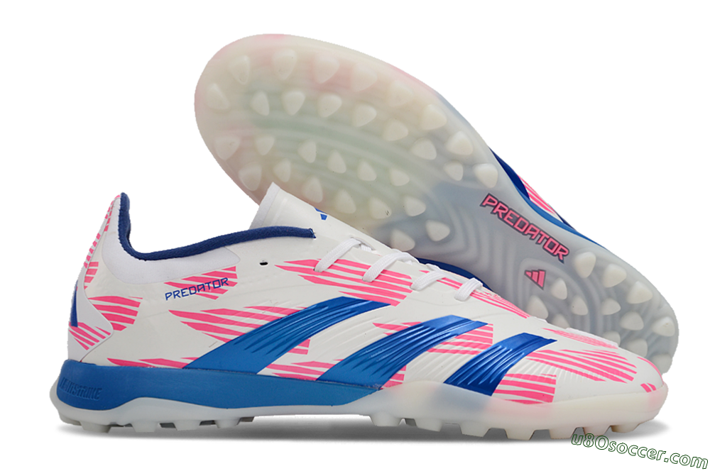 Adidas Predator 24 Elite TF Artificial Turf Soccer Shoes - White/Pink/Blue 1