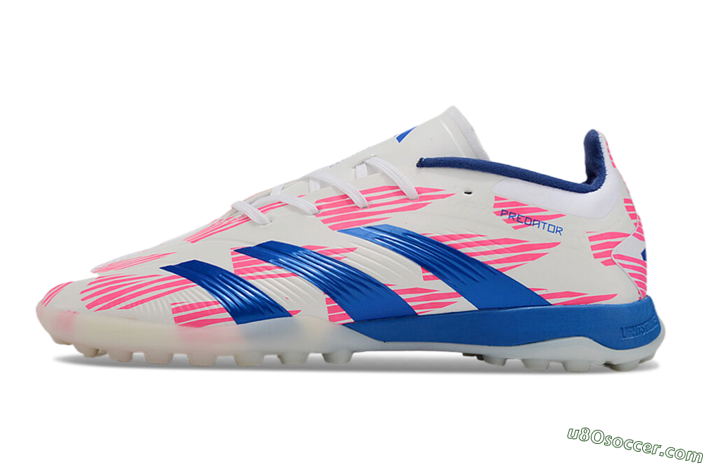 Adidas Predator 24 Elite TF Artificial Turf Soccer Shoes - White/Pink/Blue 2