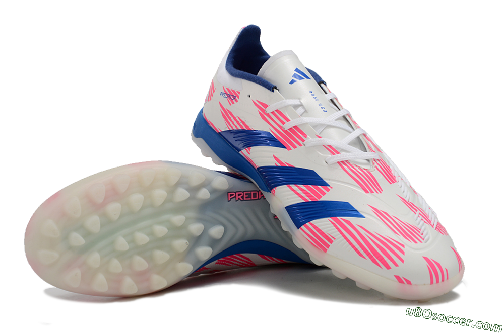 Adidas Predator 24 Elite TF Artificial Turf Soccer Shoes - White/Pink/Blue 3