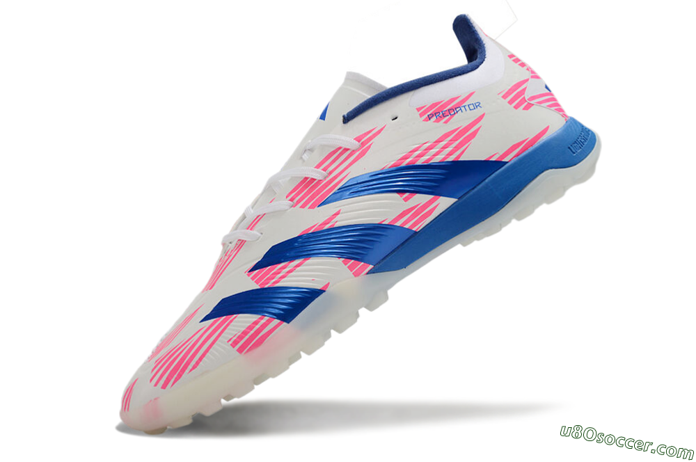 Adidas Predator 24 Elite TF Artificial Turf Soccer Shoes - White/Pink/Blue 5