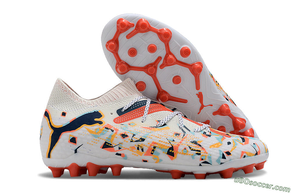 Puma Future Ultimate MG Multi Ground Soccer Cleats - White/Blue/Yellow 1