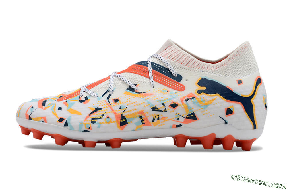 Puma Future Ultimate MG Multi Ground Soccer Cleats - White/Blue/Yellow 2