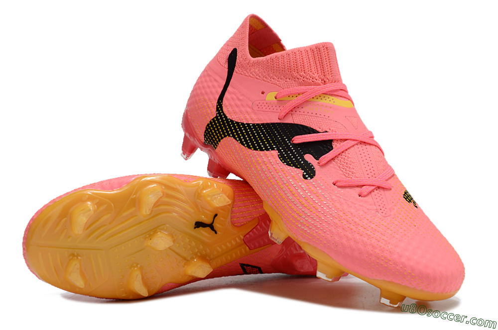 Puma Future Ultimate FG Firm Ground Soccer Cleats - Pink/Black/Yellow 3