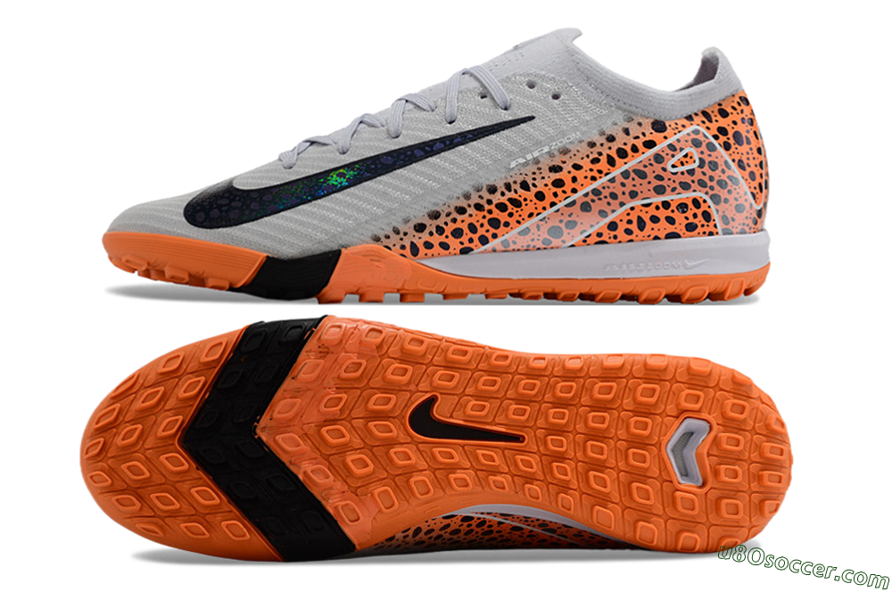 Nike Air Zoom Mercurial Vapor 15 Elite TF Artificial Turf Soccer Shoes - Grey/Orange/Black 0