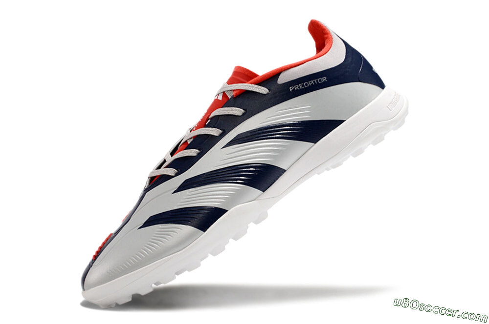 Adidas Predator 24 Elite TF Artificial Turf Soccer Shoes - Silver/Blue/Red 5