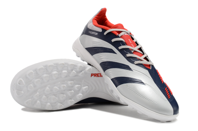 Adidas Predator 24 Elite TF Artificial Turf Soccer Shoes - Silver/Blue/Red