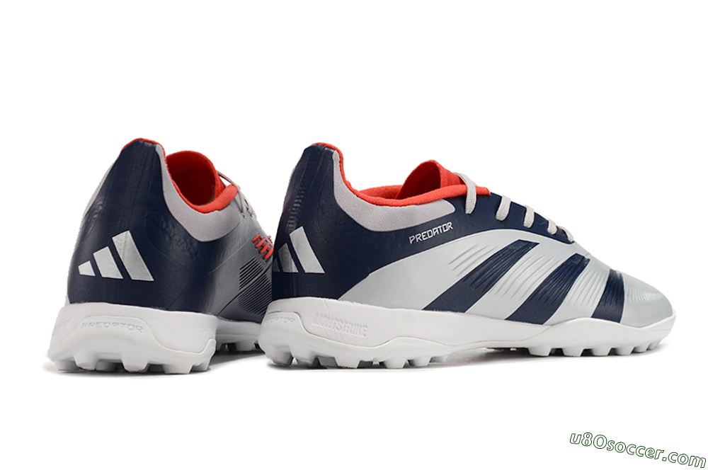 Adidas Predator 24 Elite TF Artificial Turf Soccer Shoes - Silver/Blue/Red 6
