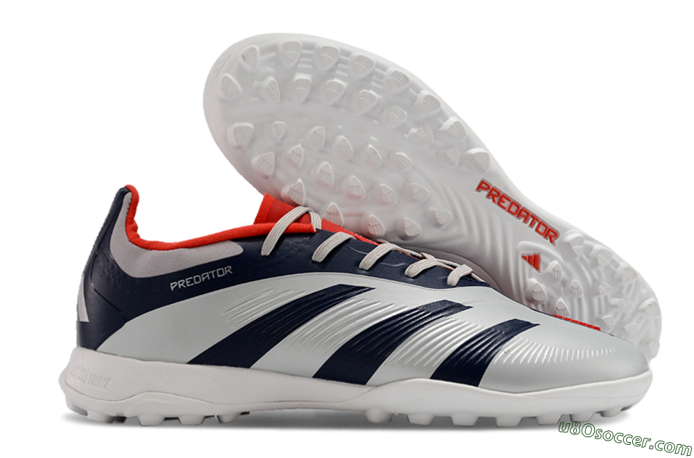 Adidas Predator 24 Elite TF Artificial Turf Soccer Shoes - Silver/Blue/Red 1