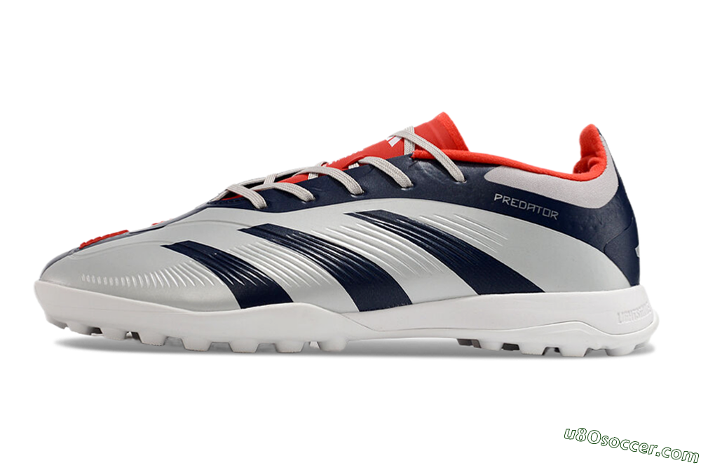 Adidas Predator 24 Elite TF Artificial Turf Soccer Shoes - Silver/Blue/Red 2