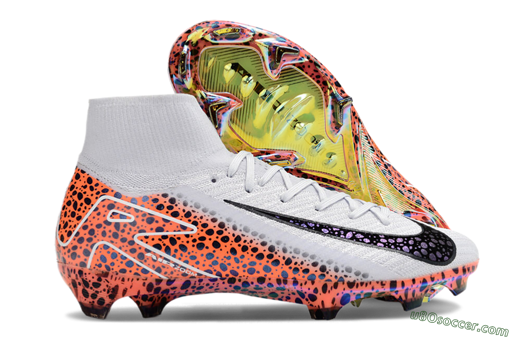Nike Air Zoom Mercurial Superfly 10 Elite FG Firm Ground Soccer Cleats - Grey/Leopard/Gold 1