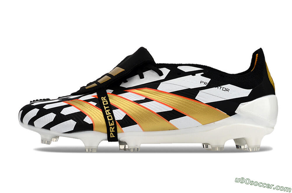 Adidas Predator Elite Foldover Tongue FG Firm Ground Soccer Cleats - Black/White/Gold 2