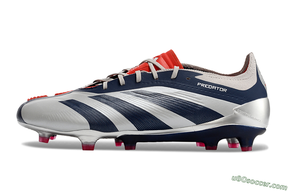Adidas Predator Accuracy Elite FG Firm Ground Soccer Cleats - Silver/Blue/Red 2
