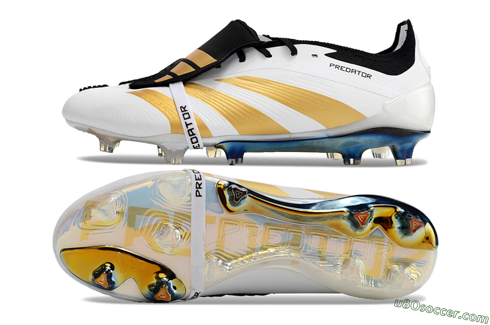 Adidas Predator Elite Foldover Tongue FG Firm Ground Soccer Cleats - White/Gold/Black 0