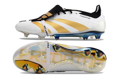 Adidas Predator Elite Foldover Tongue FG Firm Ground Soccer Cleats - White/Gold/Black