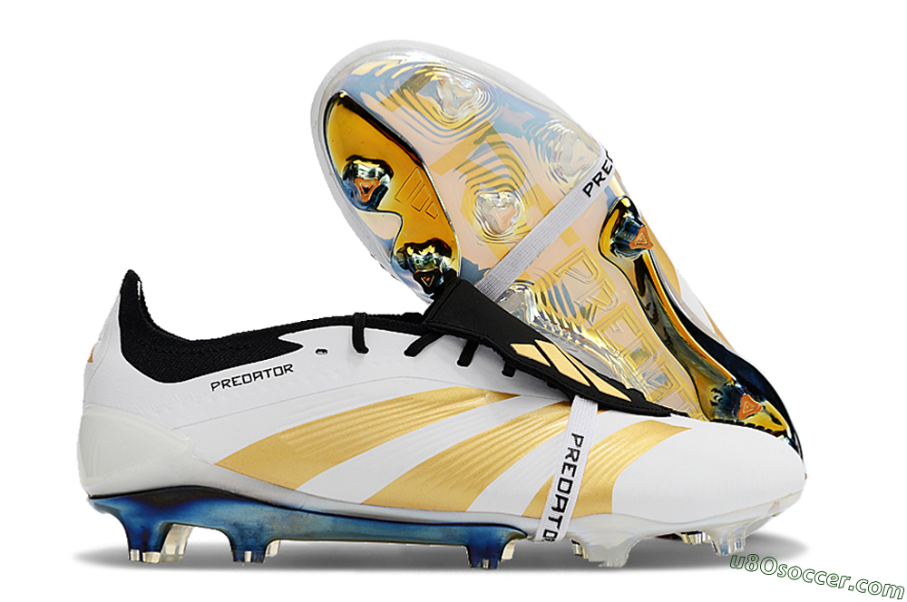 Adidas Predator Elite Foldover Tongue FG Firm Ground Soccer Cleats - White/Gold/Black 1