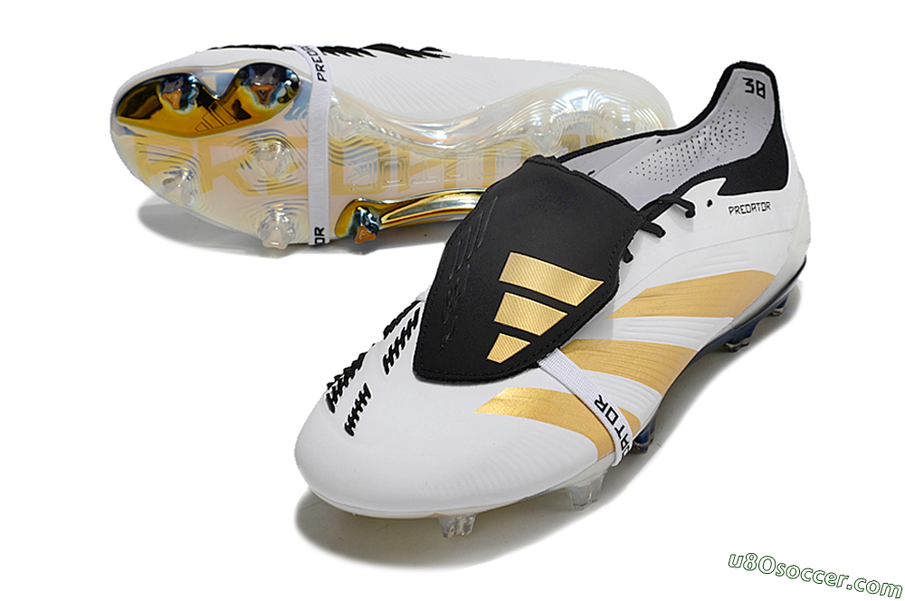 Adidas Predator Elite Foldover Tongue FG Firm Ground Soccer Cleats - White/Gold/Black 3