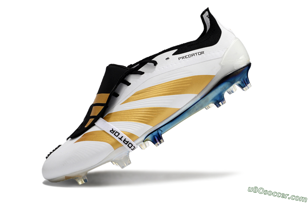 Adidas Predator Elite Foldover Tongue FG Firm Ground Soccer Cleats - White/Gold/Black 5