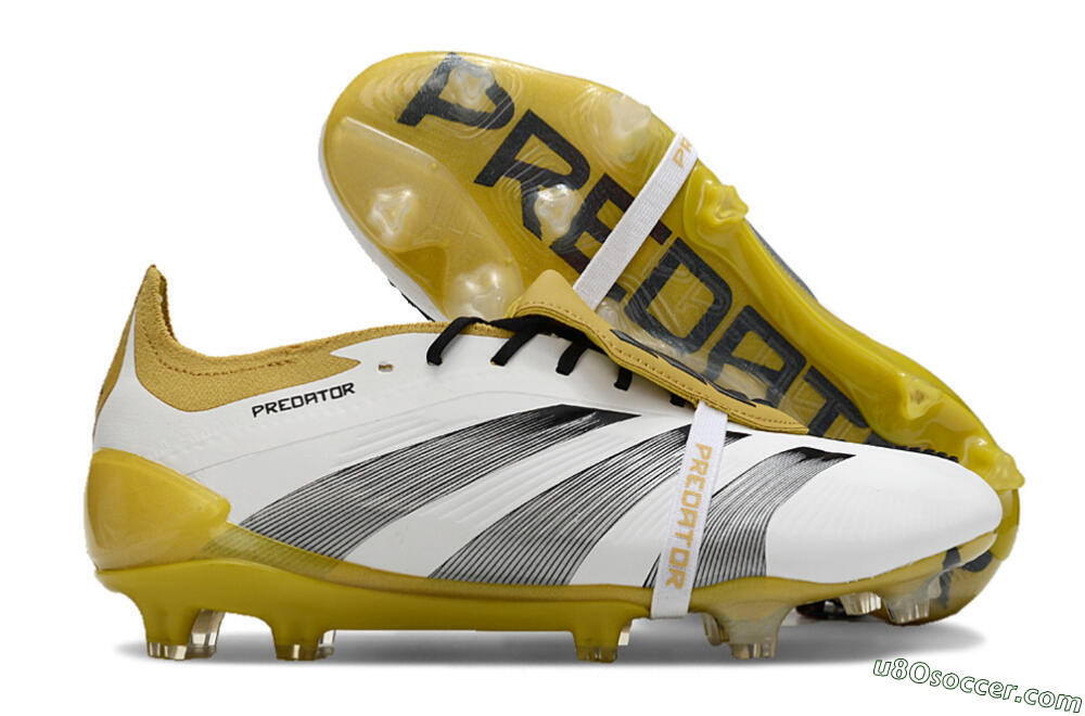 Adidas Predator Elite Foldover Tongue FG Firm Ground Soccer Cleats - White/Black/Yellow 1