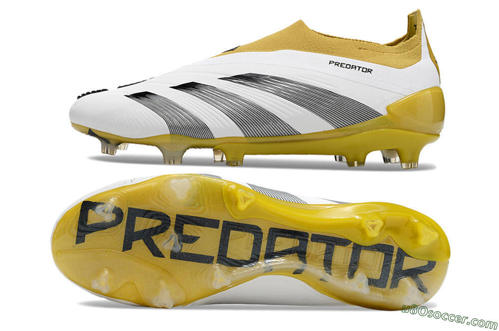 Adidas Predator Accuracy+ FG Firm Ground Soccer Cleats - White/Black/Yellow 0