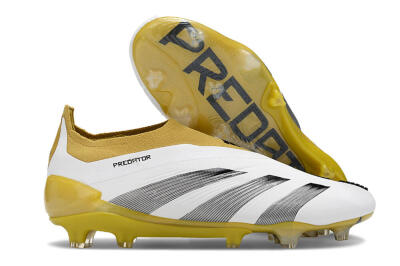 Adidas Predator Accuracy+ FG Firm Ground Soccer Cleats - White/Black/Yellow