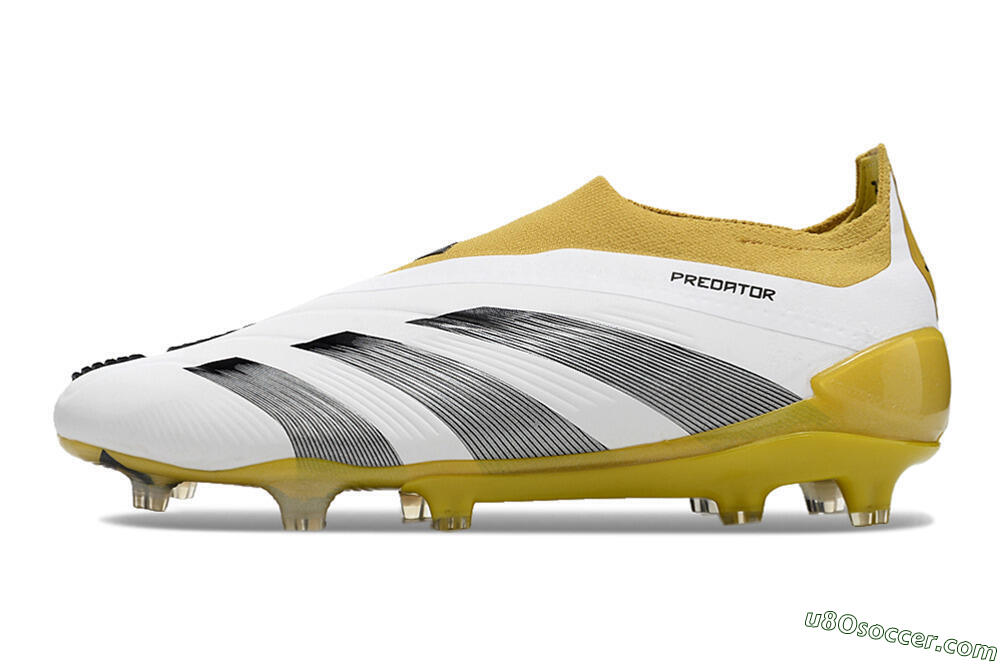Adidas Predator Accuracy+ FG Firm Ground Soccer Cleats - White/Black/Yellow 2