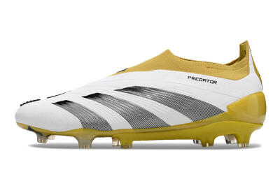 Adidas Predator Accuracy+ FG Firm Ground Soccer Cleats - White/Black/Yellow