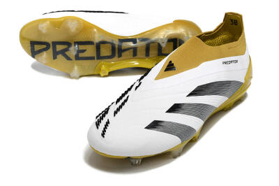 Adidas Predator Accuracy+ FG Firm Ground Soccer Cleats - White/Black/Yellow