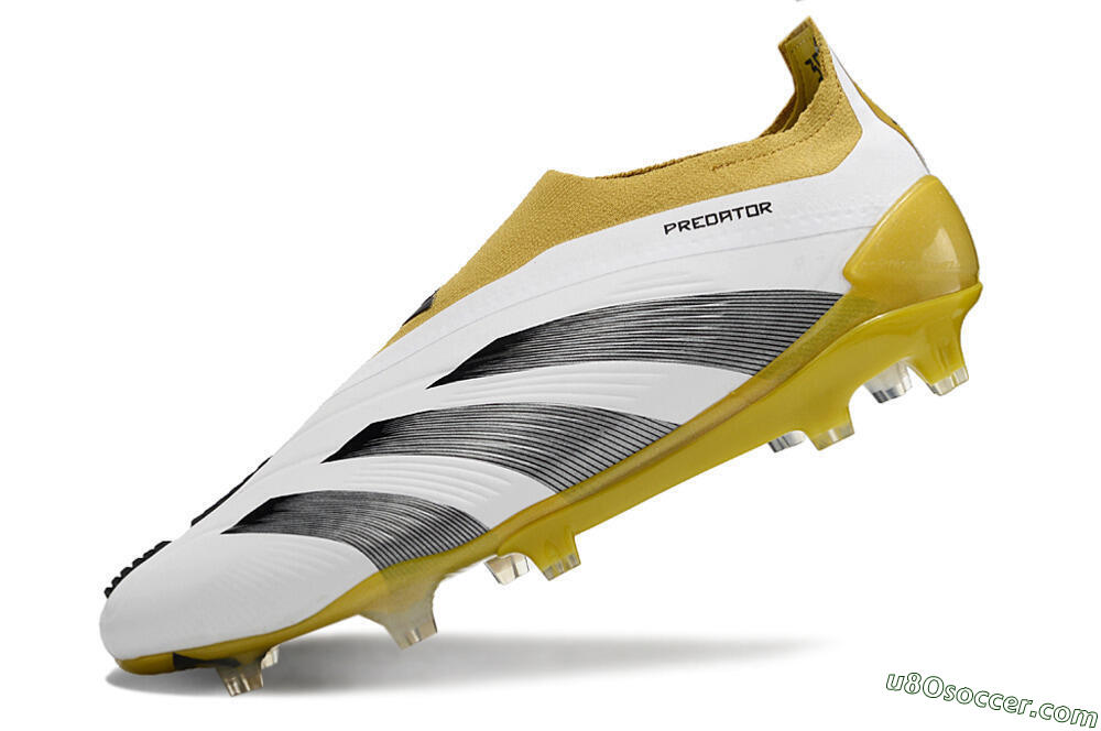 Adidas Predator Accuracy+ FG Firm Ground Soccer Cleats - White/Black/Yellow 5