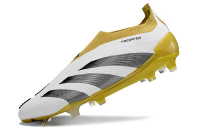 Adidas Predator Accuracy+ FG Firm Ground Soccer Cleats - White/Black/Yellow