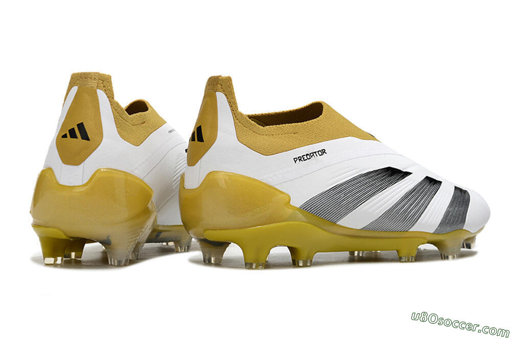 Adidas Predator Accuracy+ FG Firm Ground Soccer Cleats - White/Black/Yellow 6