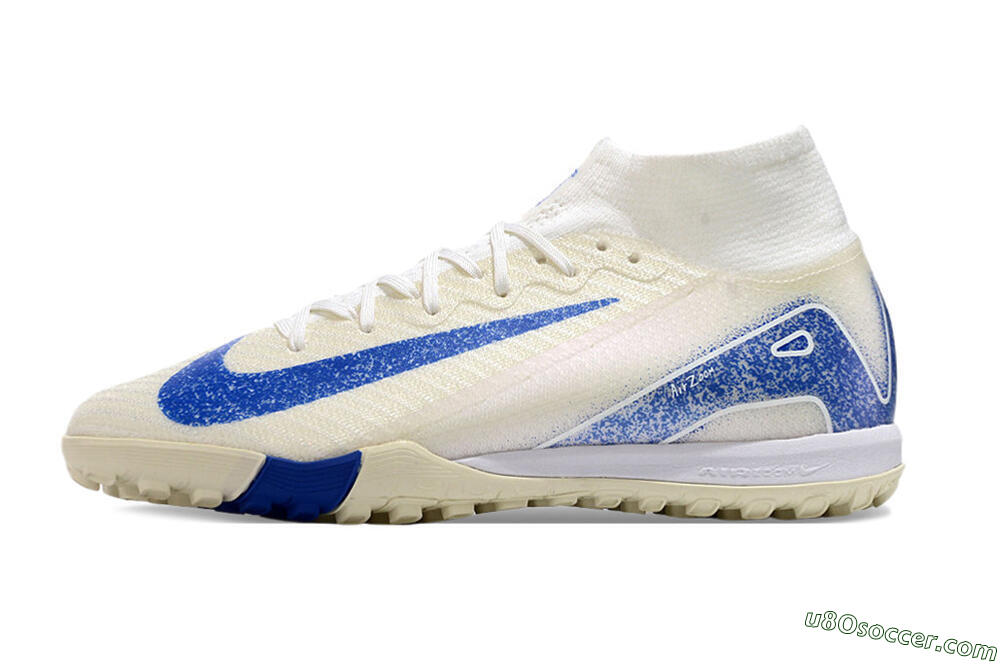 Nike Air Zoom Mercurial Superfly 10 Elite TF Artificial Turf Soccer Shoes - Beige/Blue 2