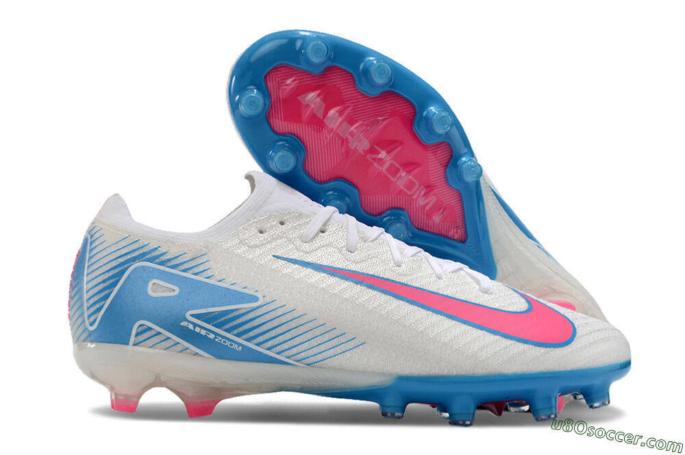 Nike Air Zoom Mercurial Vapor 16 Elite AG Artificial Grass Soccer Cleats - White/Pink/Blue 1