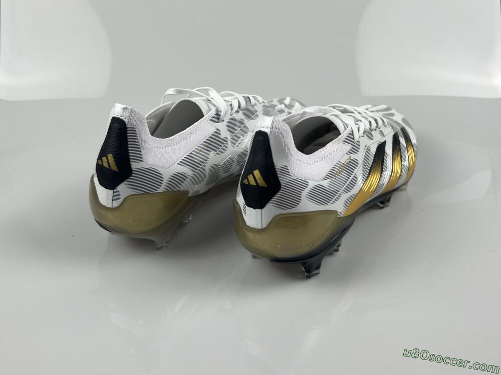 Adidas Predator Elite FG Firm Ground Soccer Cleats - White/Grey/Gold 9