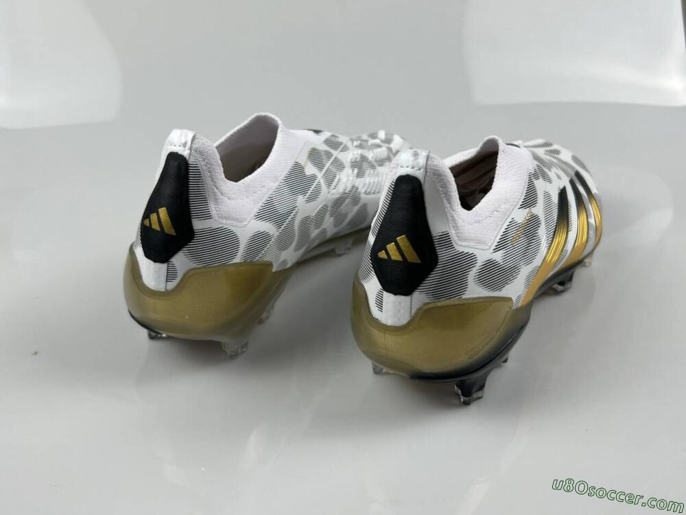 Adidas Predator Accuracy+ Laceless FG Firm Ground Soccer Cleats - White/Grey/Gold