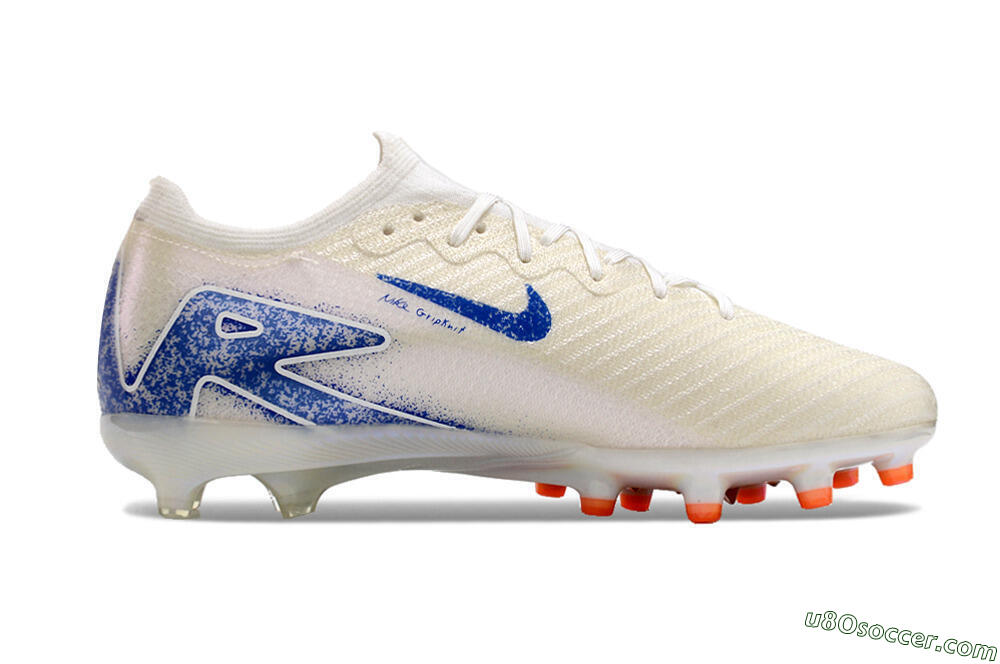 Nike Air Zoom Mercurial Vapor 16 Elite AG Artificial Grass Soccer Cleats - Beige/Blue 4