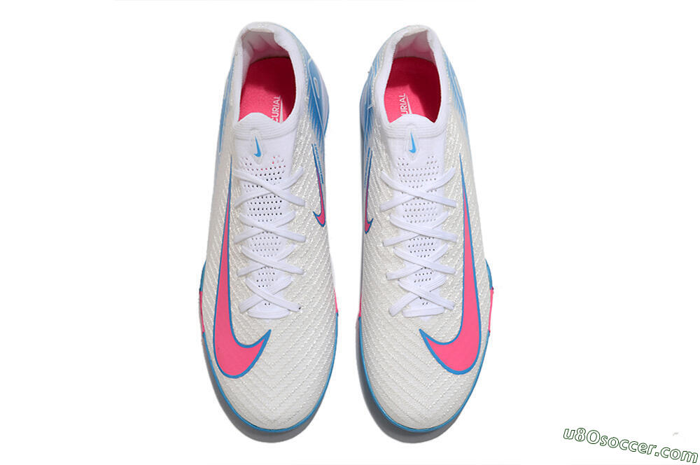 Nike Air Zoom Mercurial Vapor 16 Elite TF Artificial Turf Soccer Shoes - White/Pink/Blue 4