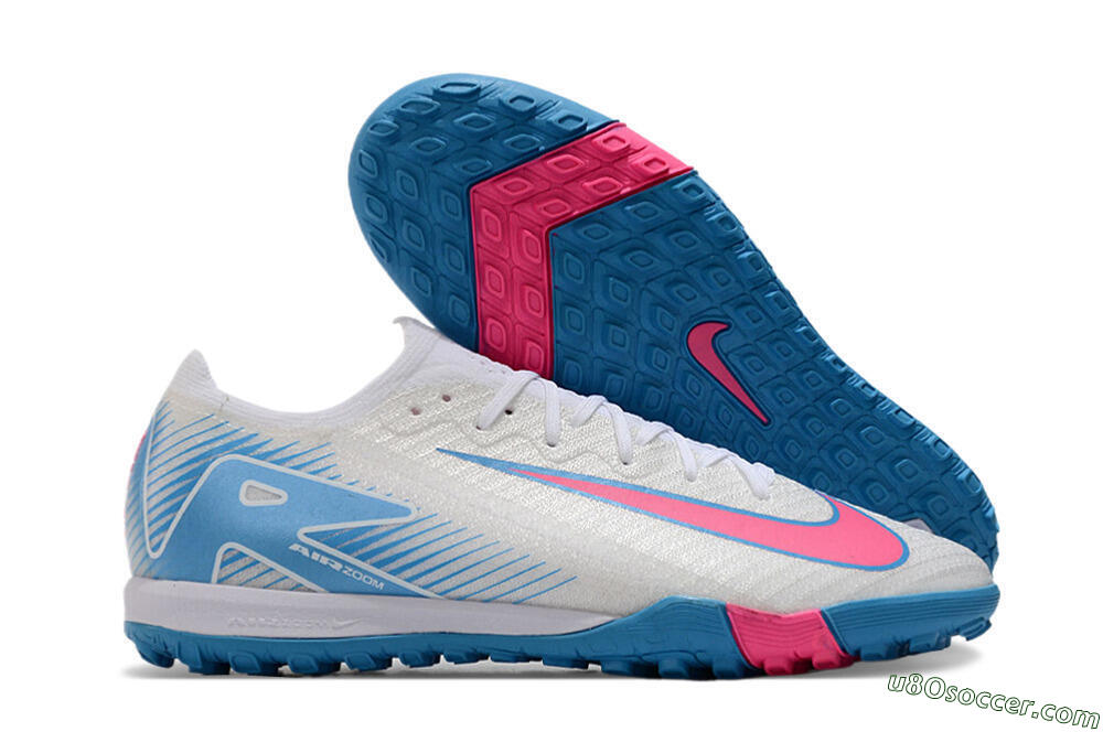 Nike Air Zoom Mercurial Vapor 16 Elite TF Artificial Turf Soccer Shoes - White/Pink/Blue 1