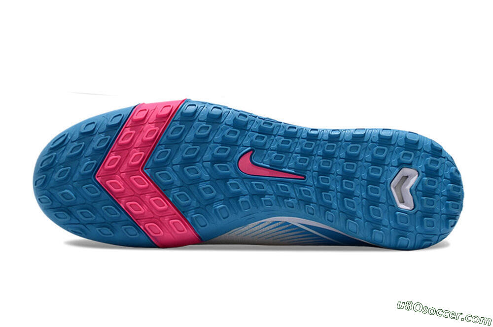 Nike Air Zoom Mercurial Vapor 16 Elite TF Artificial Turf Soccer Shoes - White/Pink/Blue 6