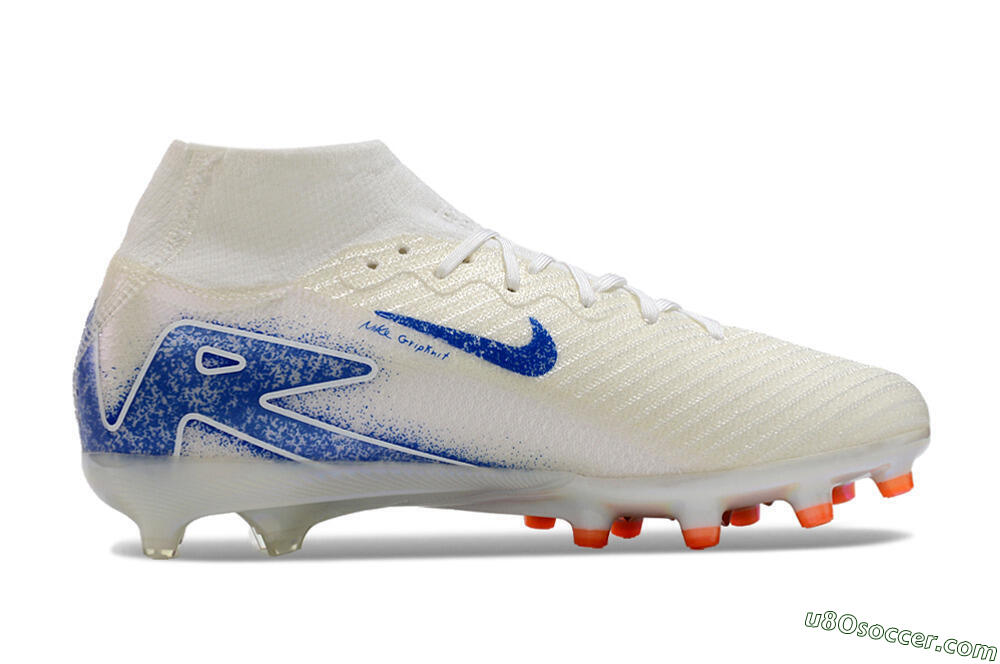 Nike Air Zoom Mercurial Superfly 10 Elite AG Artificial Grass Soccer Cleats - Beige/Blue 5