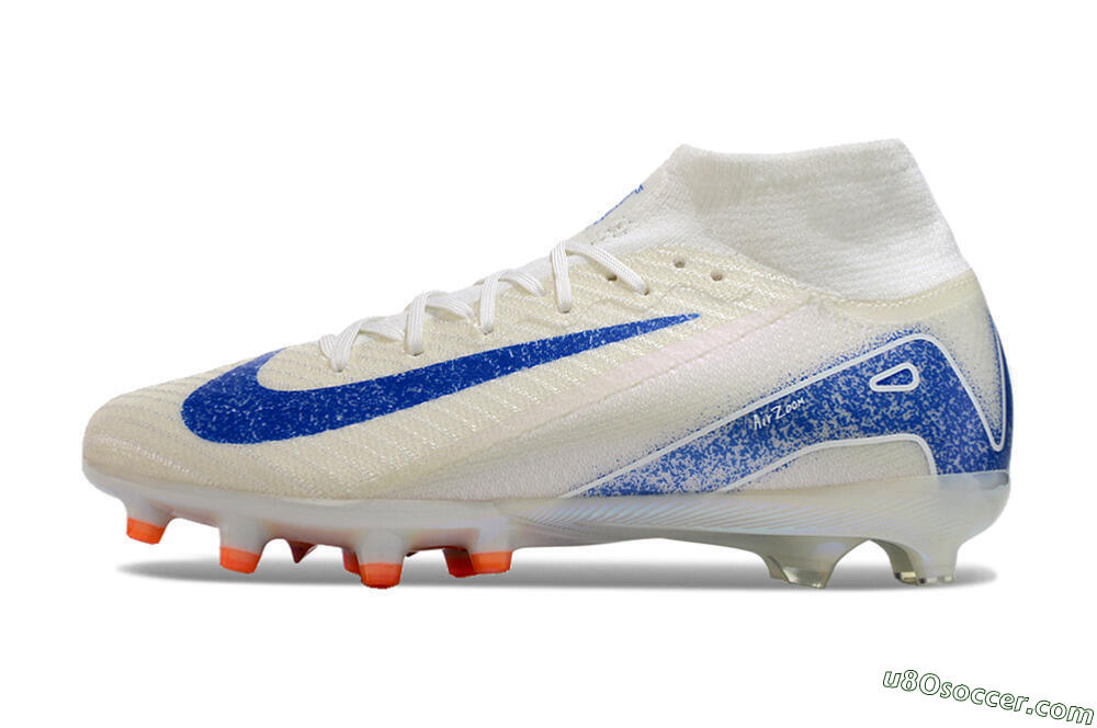 Nike Air Zoom Mercurial Superfly 10 Elite AG Artificial Grass Soccer Cleats - Beige/Blue 2