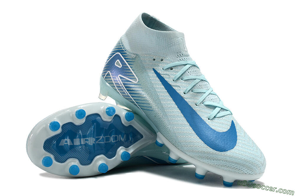 Nike Air Zoom Mercurial Superfly 10 Elite AG Artificial Grass Soccer Cleats - Jade/Beige/Blue 3