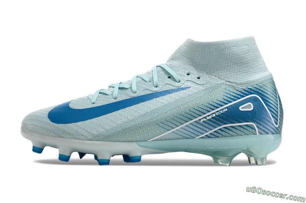 Nike Air Zoom Mercurial Superfly 10 Elite AG Artificial Grass Soccer Cleats - Jade/Beige/Blue 2