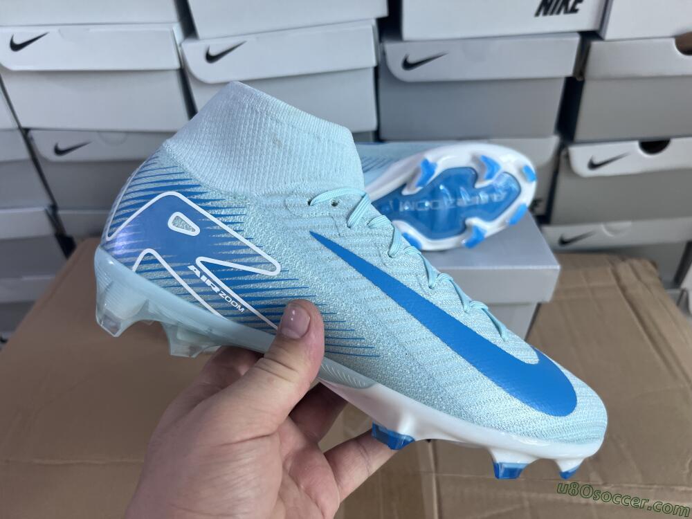Nike Air Zoom Mercurial Superfly 10 Elite FG Firm Ground Soccer Cleats - Jade/White/Blue