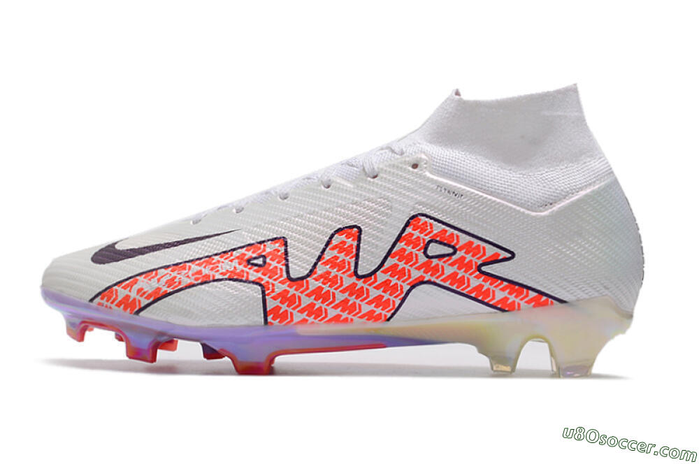 Nike Air Zoom Mercurial Superfly 9 Elite FG Firm Ground Soccer Cleats - White/Red 2