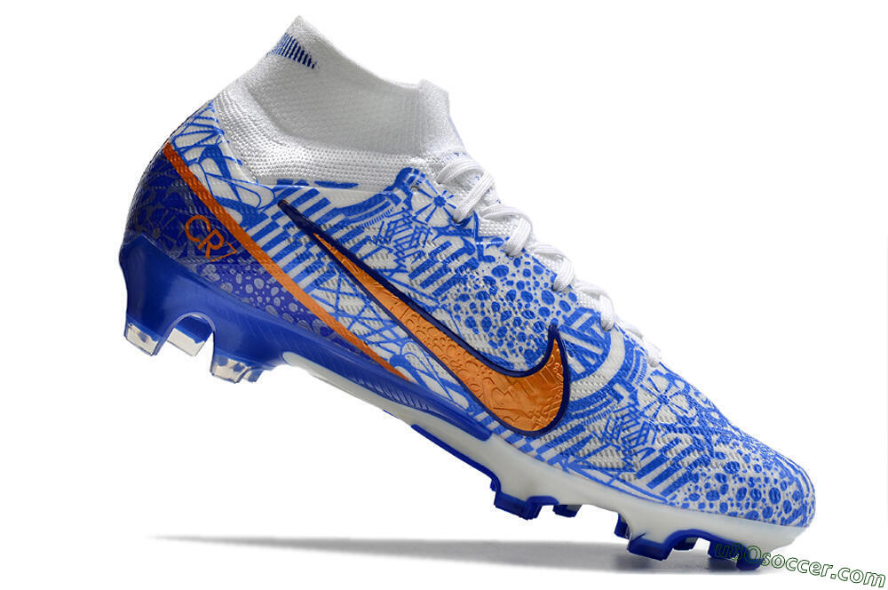 Nike Air Zoom Mercurial Superfly 9 Elite FG Firm Ground Soccer Cleats - White/Blue/Red 4