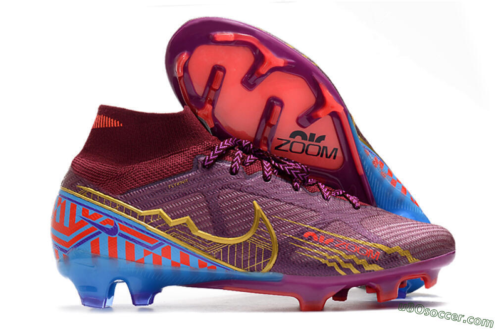 Nike Air Zoom Mercurial Superfly 9 Elite FG Firm Ground Soccer Cleats - Purple/Blue/Gold 1